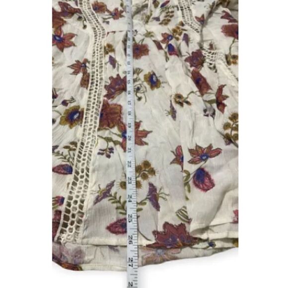 Free People Just the Two of Us Ivory Floral Printed Tunic Sz XS Boho Flowy - Picture 6 of 8